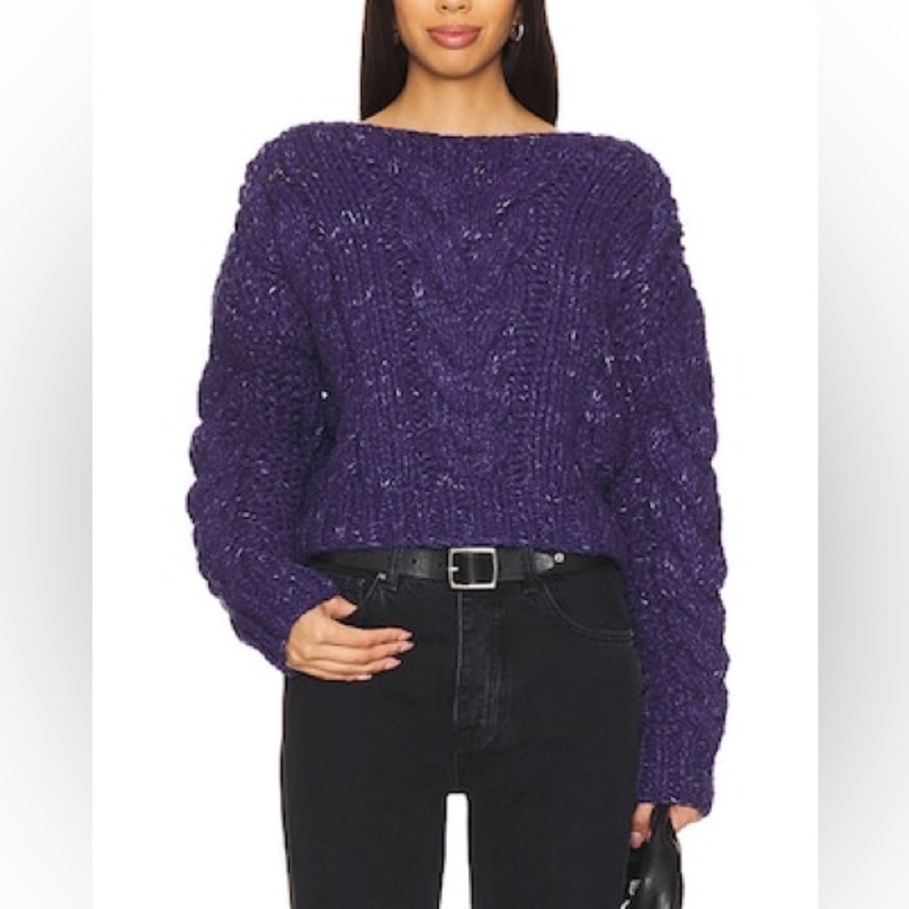 New! Free People Strick Cozy Cabin chunky sweater In Navy